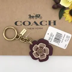 COACH 大人気! ウィローフローラル バッグチャーム ブラックチェリー 新品