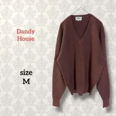 Dandy House【M】Vネックウールニットセーター 大人カジュアル 伸縮性