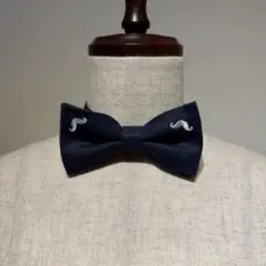 蝶ネクタイ ボウタイ ひげ 髭 ヒゲ 刺繍 ネイビー 結婚式 二次会 パーティー