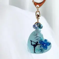 【2673】フィギュアスケート 青い紫陽花と水色コデマリ ブルー系ビーズ付き