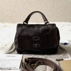 ザネラート ポスティーナ ベイビー 2way ショルダーバッグ ハラコ 茶色