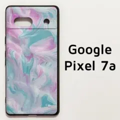 Pixel7a カバー ピンク グリーン マーブル