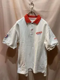 ESSO RACING ポロシャツ ホワイト/レッド 日本製　エッソ　レトロ
