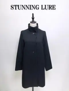 623 STUNNING LURE キャメル スタンドカラーコート 黒ブラック