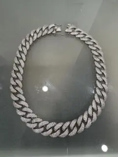 【大人気】ブリンブリン シルバーキューバンチェーン グリッターチェーン 45cm