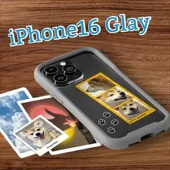 【新品】iPhone16iFace風グレー ストラップ取付可 ワイヤレス充電可能