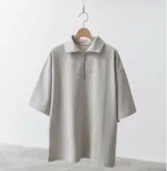 WYM LIDNM ウィムバイリドム ハーフジップ ルーズフィット Tシャツ