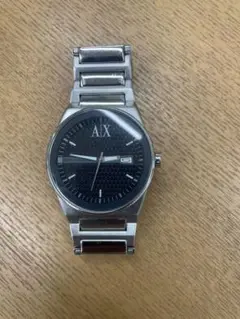 電池新品⭐︎極美品A|X クォーツ腕時計 黒文字盤 ステンレス