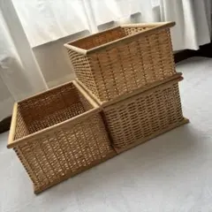 無印良品 重なるブリ材角型バスケット 3個セット