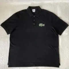 ラコステ LACOSTE　ポロシャツ　希少サイズ　3XL　刺繍ロゴ　黒　鹿の子