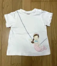 プティマイン petit main 人魚刺繍 Tシャツ 90 ホワイト