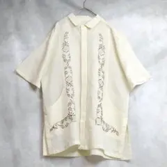 半袖シャツ　刺繍　XXL　オフホワイト　ゆるダボ