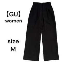 GU ブラック スラックス M ジーユー パンツ ハイウエスト 美品