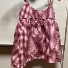 赤と白ギンガムチェックキャミソール 100cm