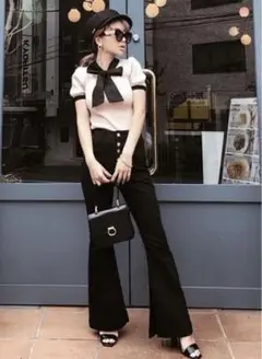 eimy istoire フロントボタンフレアパンツ