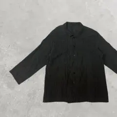 【立体感×抜け感】ブラッククシュクシュ加工　長袖シャツメンズ M相当