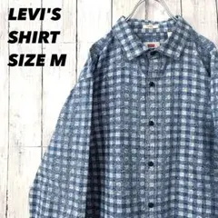 アメリカ古着LEVI'S リーバイス　長袖総柄プリントチェック柄シャツ　サイズM