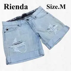 Rrienda リエンダ 【M】 ショートジーンズ ダメージジーンズ 楽かわ