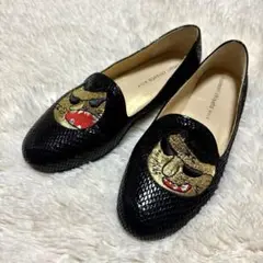 tsumori chisato WALK 本革 パンプス パイソン ブラック