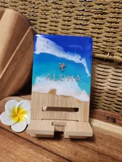 海レジンスマホスタンド⭐シルバーALOHA