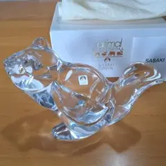 ★未使用★リス★SASAKI CRYSTAL★ガラスのどうぶつえん★置物★花瓶★