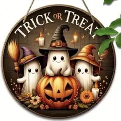 ハロウィン トリック・オア・トリート 木製ウェルカムボード