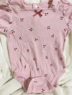 チェリー柄 ピンクロンパース 70サイズ