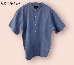 ♪5ZIPFIVE ブルー　前開き　半袖シャツ♪