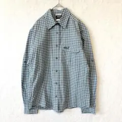 【M】Jack Wolfskin♦︎長袖シャツ チェック柄 ロゴ刺繍 緑 919