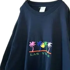 アルスタイル ラスベガス ヤシの木 刺繍 Tシャツ 2XL ネイビー 古着