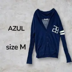 AZUL Ｖネック　カーディガン　長袖ニット　ネイビー　サイズM 古着