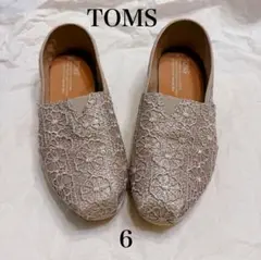 [希少]TOMSトムス グリッター レース スリッポン ローズゴールドW6