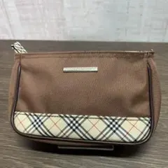 BURBERRY ブラウン ナイロン ポーチ チェック柄