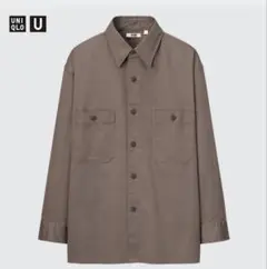 【新品未着用】UNIQLO Uオーバーサイズワークシャツ　ブラウンM