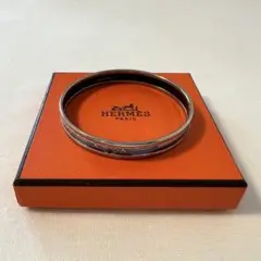 【箱・カード付】HERMES エナメルブレスレット シルバー