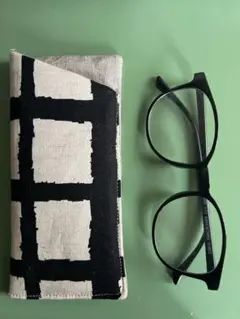 ハンドメイド　handmade チェック メガネケース う早この布　老眼鏡