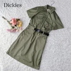 ディッキーズ　半袖シャツワンピース　ロゴ入り　バックプリント　ウエストゴム