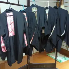 サービス品　アンティーク　黒羽織り　紋入り　着用可能　5枚　まとめ売り