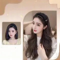 【在庫僅か】韓国 ウィッグ　夏　カチューシャ付き　新品　かつら　ロング　茶