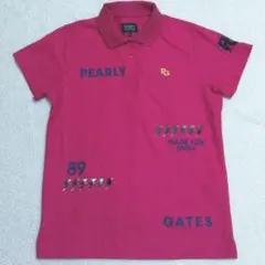 良品パーリーゲイツ 英字刺繍プリントエレキ反射ポロシャツ(1)ドライ生地 日本製