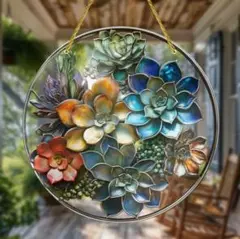 多肉植物デザイン アクリル看板244　サンキャッチャー 20cm　インテリア雑貨