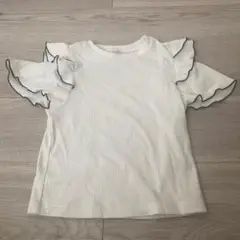 ホワイト フリル袖 Tシャツ