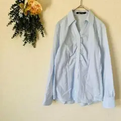 ヴィヴィフルール トップス シャツ Sサイズ / 長袖 フロントギャザー 水色