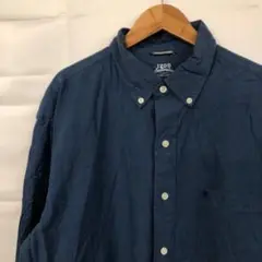 A825T アイゾッドアメリカ古着胸ポケットロゴ刺繍ボタンダウン長袖シャツメンズ