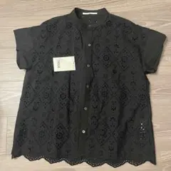 TICCA ティッカ レースフレンチシャツ カットワーク 半袖 ブラック 黒