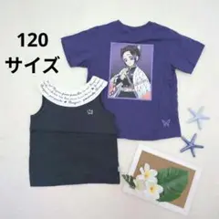 女の子 120サイズ 2点セット Tシャツ 鬼滅の刃 胡蝶しのぶ ノースリーブ