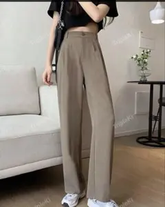SHEIN　モカブラウン ハイウエスト ワイドパンツ