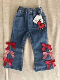 バースデイ　Hello Kitty リボン付きデニム 90