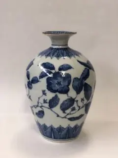 瀬戸染付　椿窯　林春治造　花器　花瓶