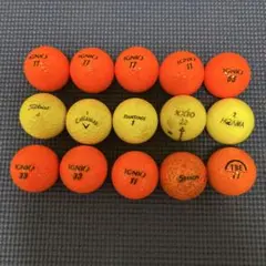 ゴルフボール 15個セット オレンジ イエロー